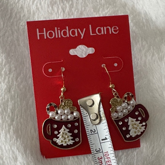 Festive Mug Earrings - Brown and Gold - Picture 3 of 4